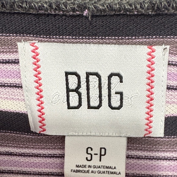 BDG Striped Short-Sleeve Crewneck Shirt in Lavender, Grey, and Black - Picture 6 of 8